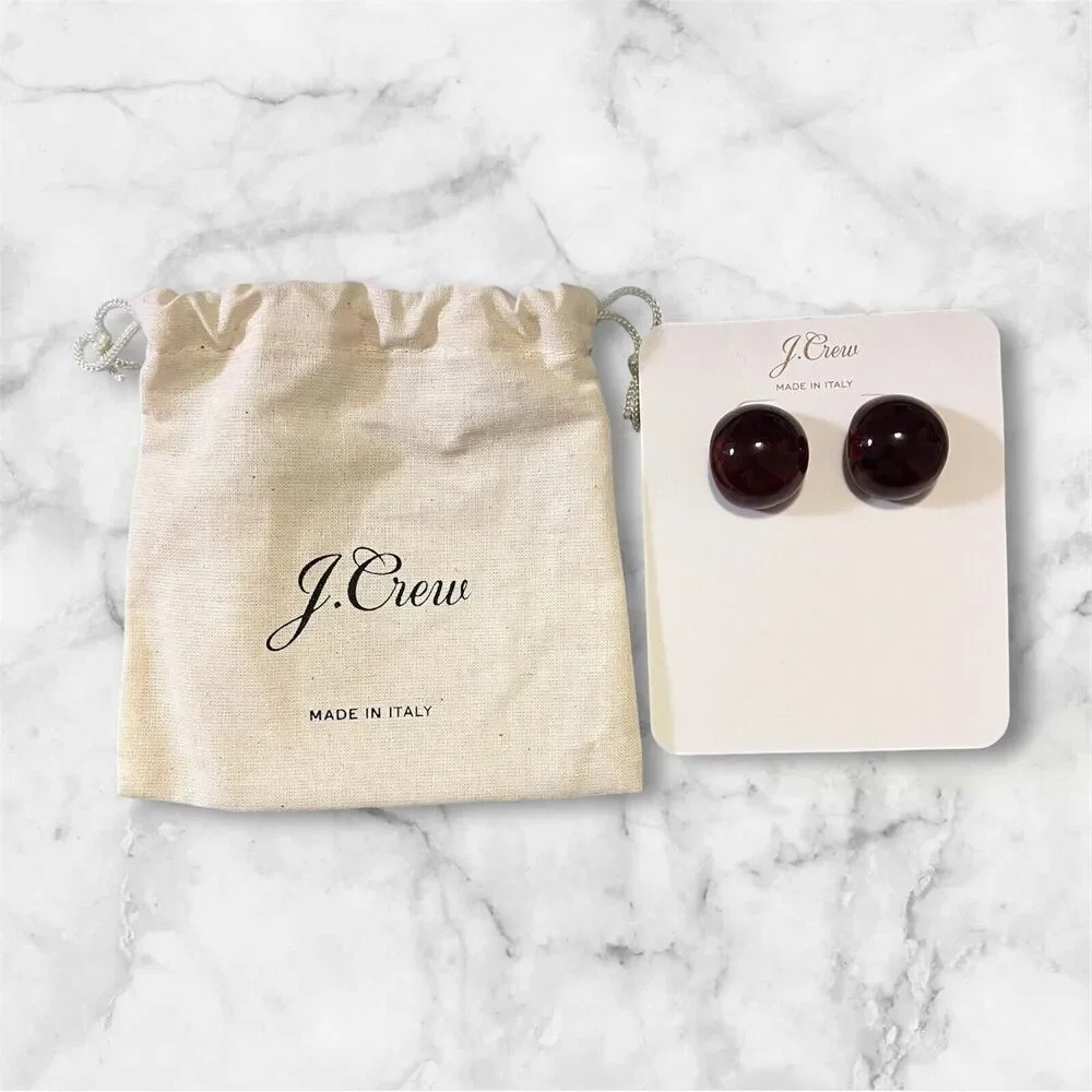 J.CREW Made In Italy‎ acetate rounded Hoop earrings Burnished Pecan Brown